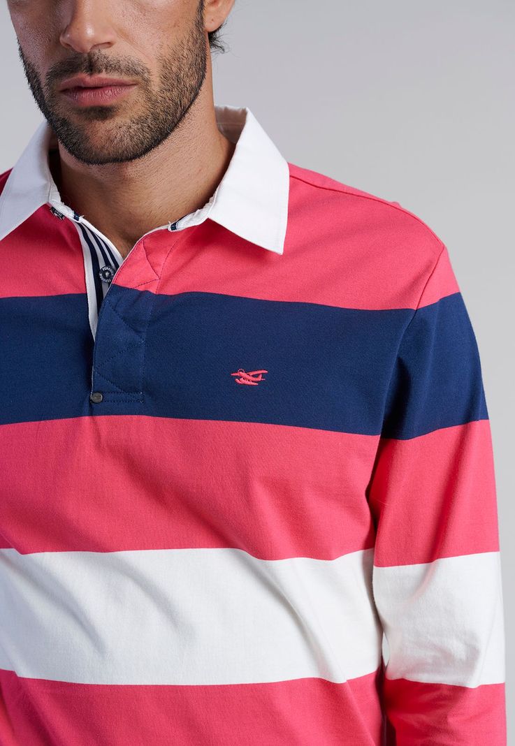 Polera Rugby Rayas Newark Coral-2