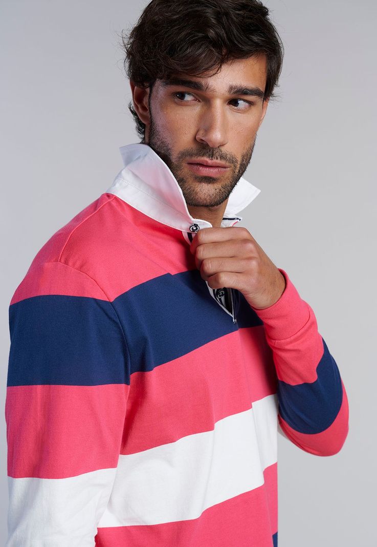 Polera Rugby Rayas Newark Coral-4