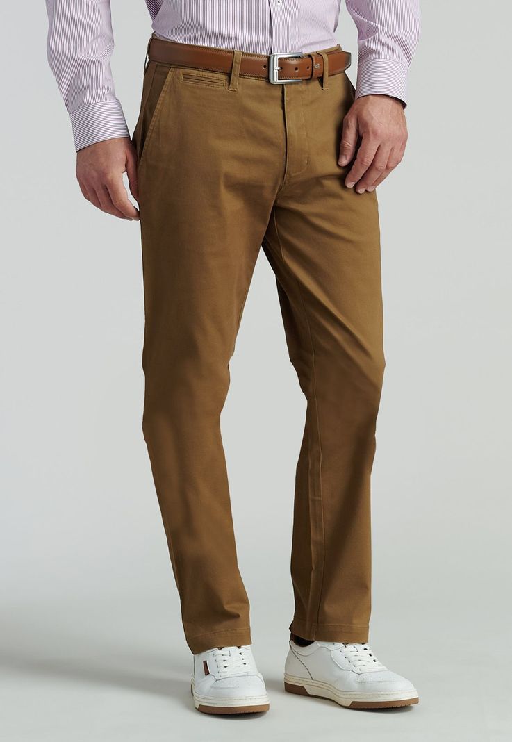 Pantalón Twill Without Pleats L/33 Business Camel-1