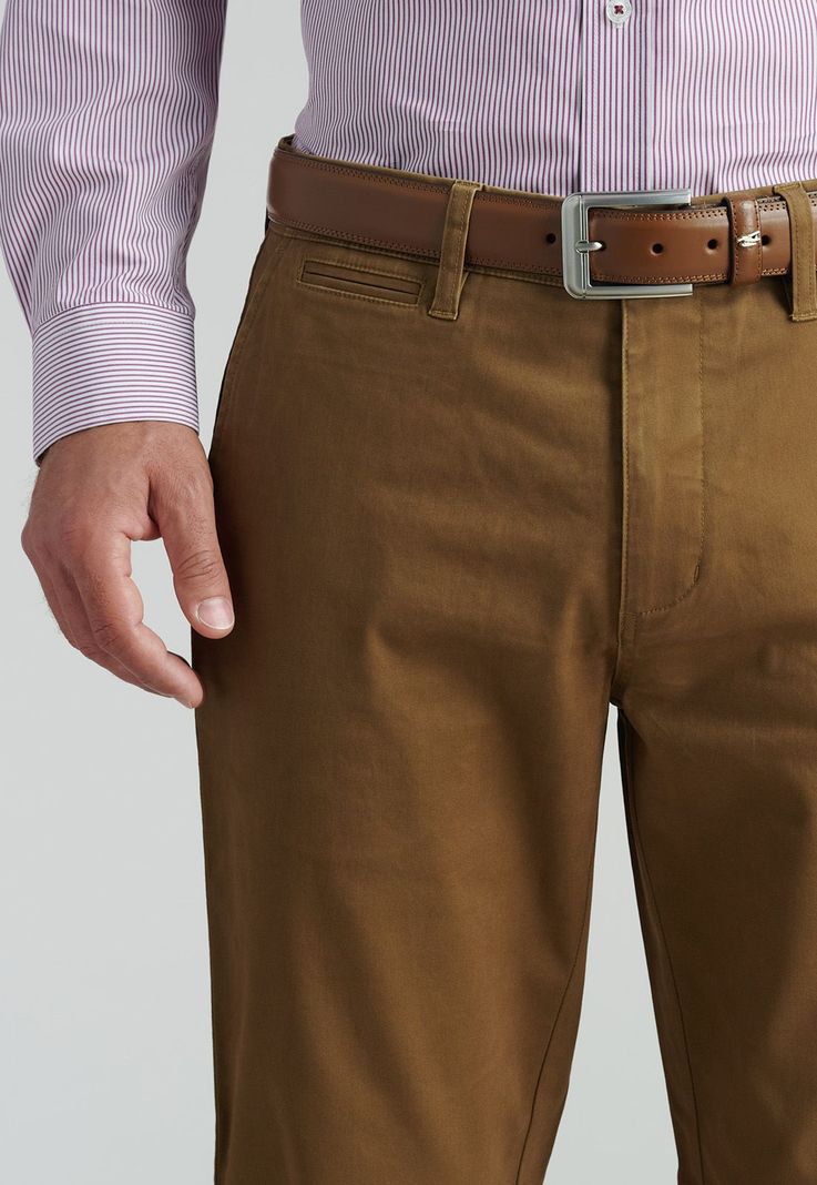 Pantalón Twill Without Pleats L/33 Business Camel-2