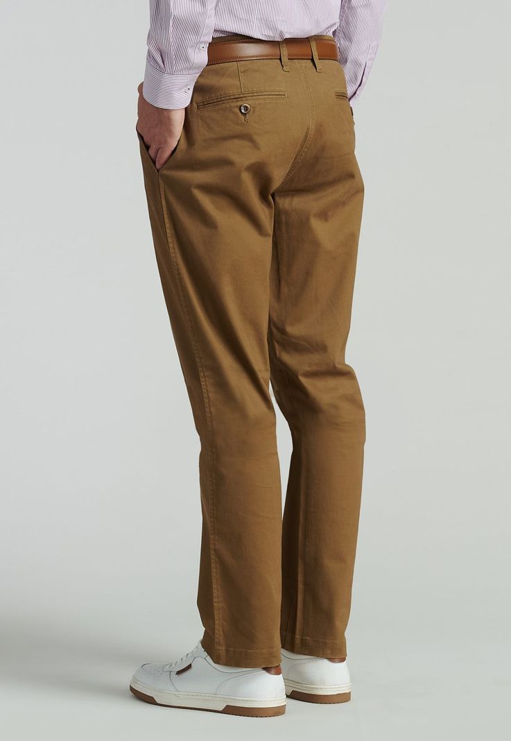 Pantalón Twill Without Pleats L/33 Business Camel-3