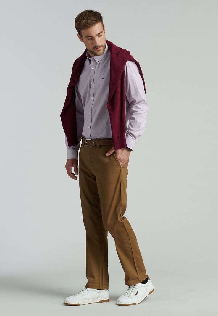 Pantalón Twill Without Pleats L/33 Business Camel-4