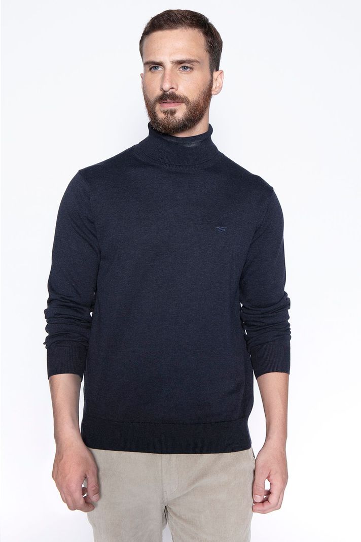 Sweater Navy Smart Casual Turtle Neck-0