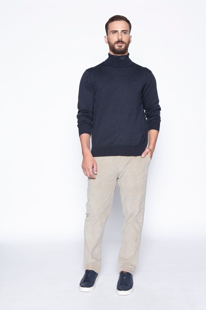 Sweater Navy Smart Casual Turtle Neck-3