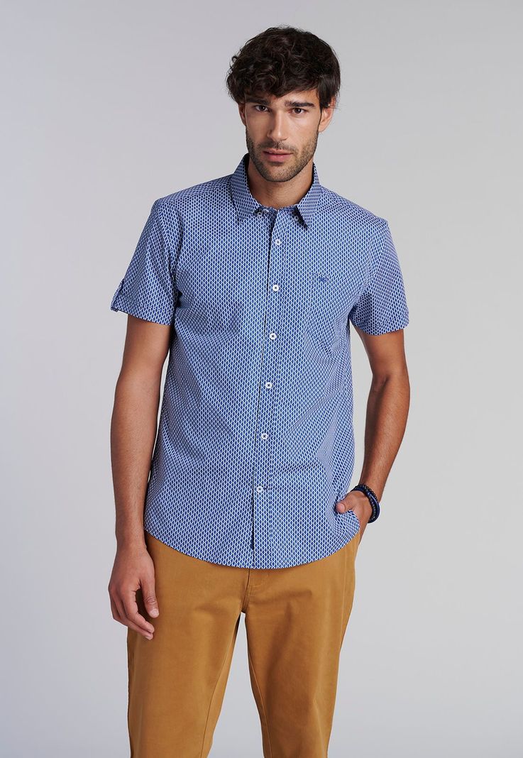Camisa Estampada Rombo F Blue-0
