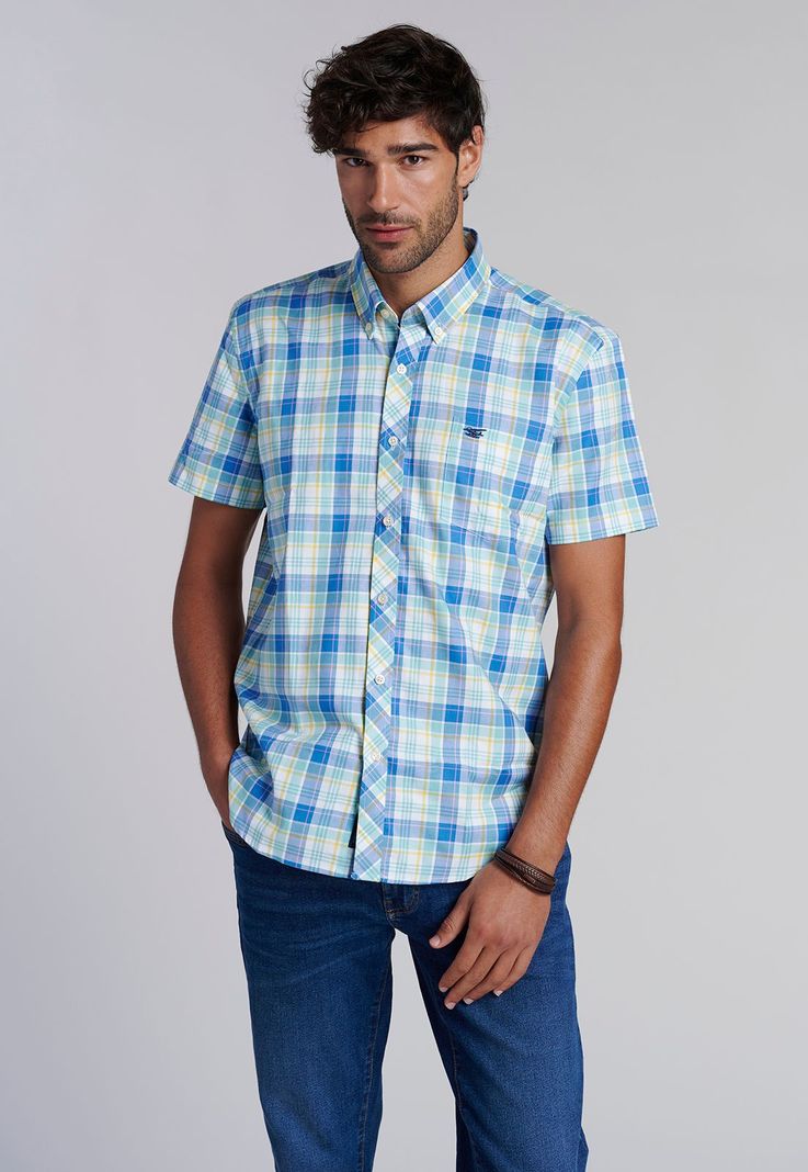 Camisa Checkered Kansas  F Turquoise-0