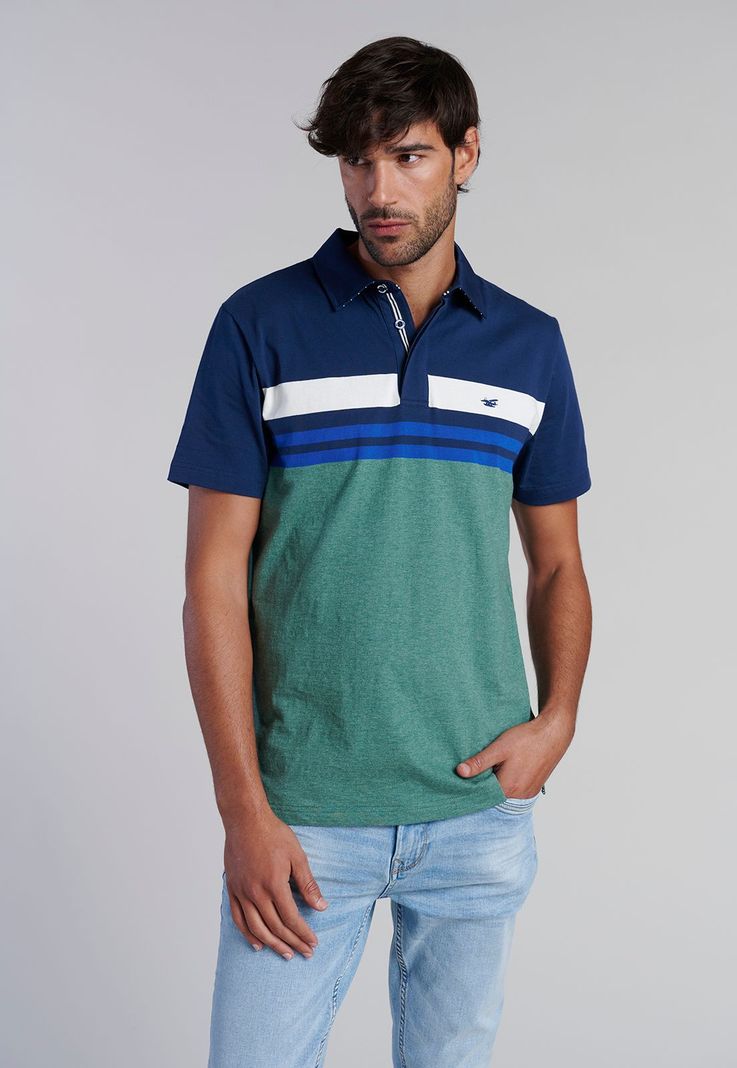Polera Polo Rayas Chicago Lt Gree Melange Verde S