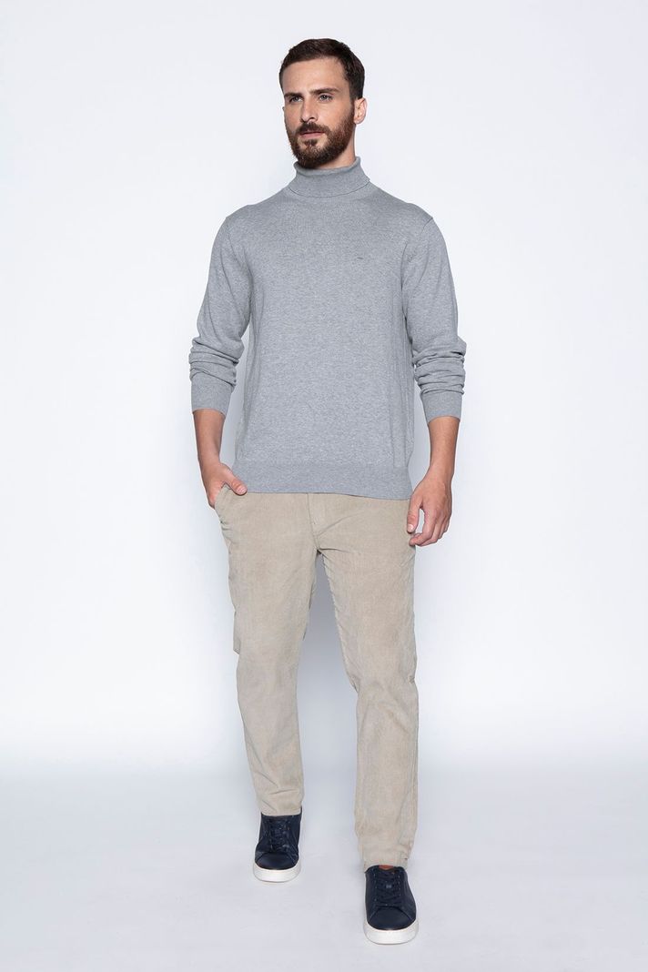 Sweater Smart Casual Turtle Neck Lt Grey-3