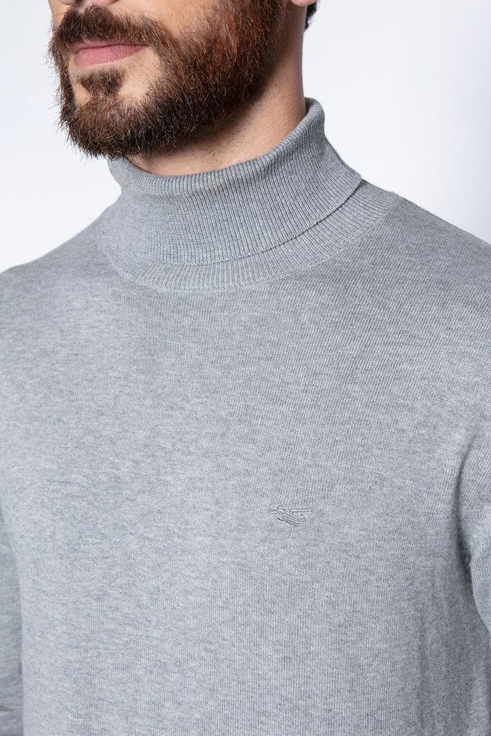 Sweater Smart Casual Turtle Neck Lt Grey-4