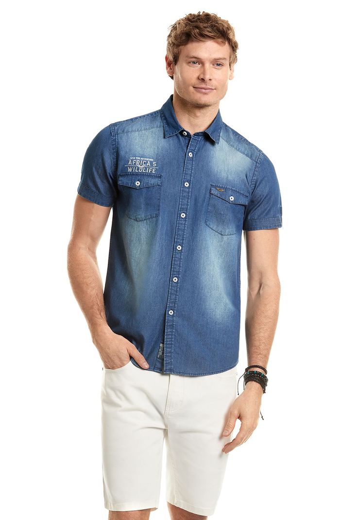 Camisa Denim Patch Fj Blue Azul S