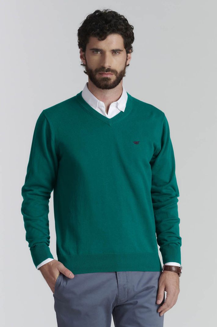 Sweater V Neck Solido F Smart Casual Lt River-0