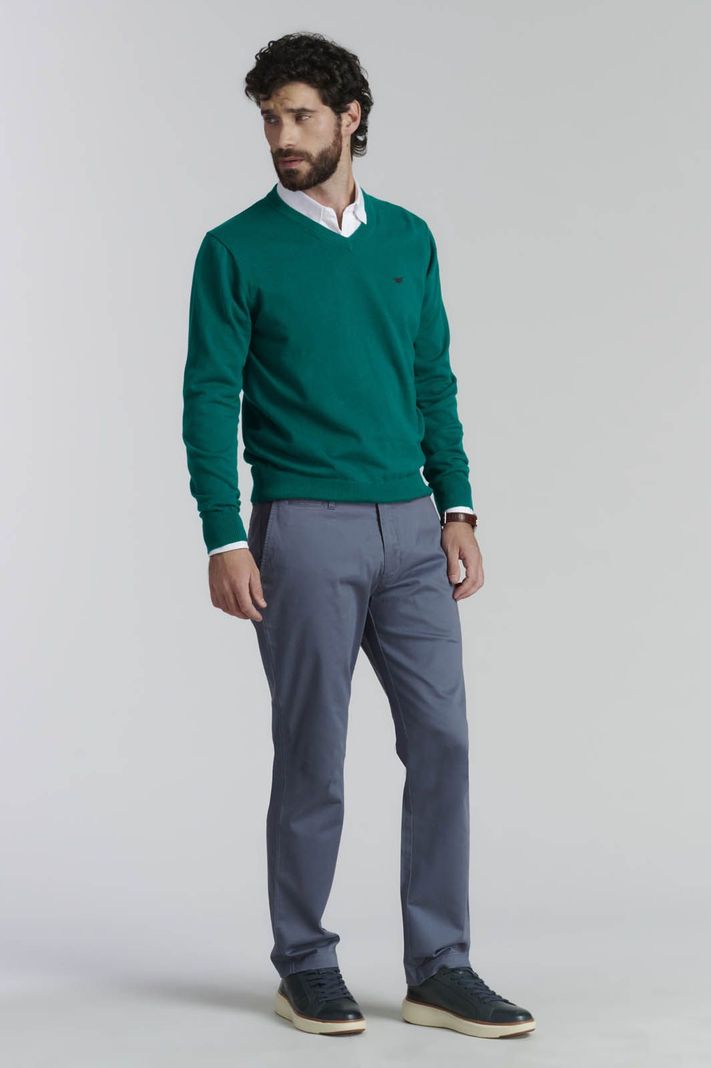 Sweater V Neck Solido F Smart Casual Lt River-1