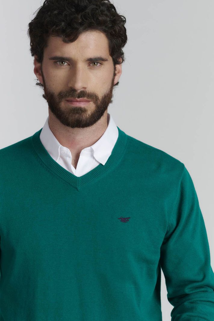 Sweater V Neck Solido F Smart Casual Lt River-2