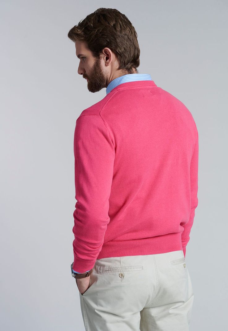 Sweater V Neck Solido F Coral-3
