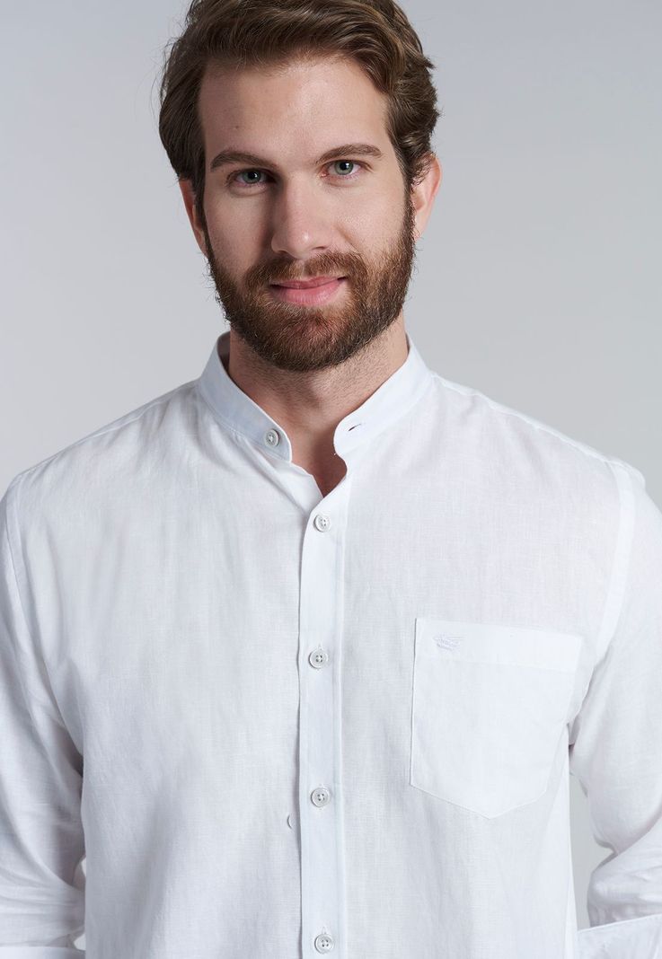 Camisa Lino Cuello Mao  F White-2