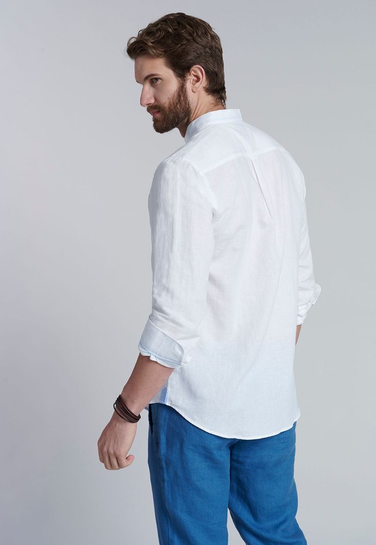 Camisa Lino Cuello Mao  F White-3
