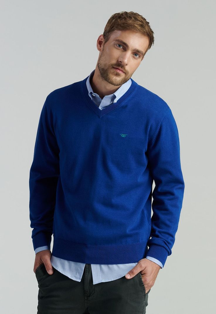 Sweater V Neck Solido F Smart Casual Dk.Blue-0