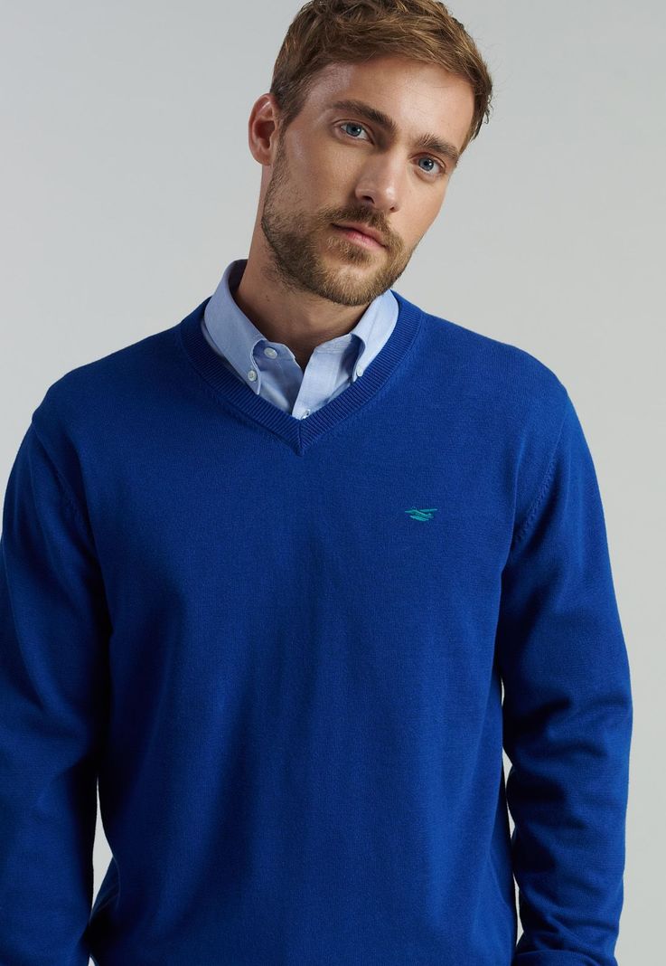 Sweater V Neck Solido F Smart Casual Dk.Blue-2