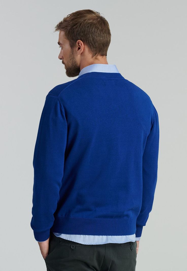 Sweater V Neck Solido F Smart Casual Dk.Blue-3