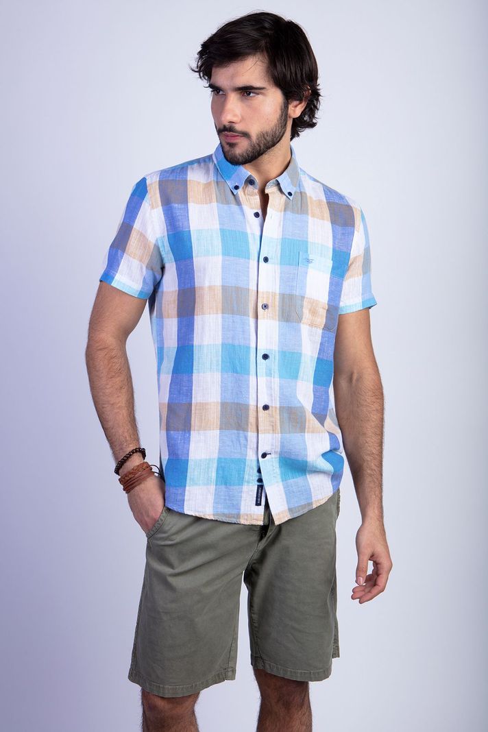 Camisa Cuadro Color F Blue Azul S