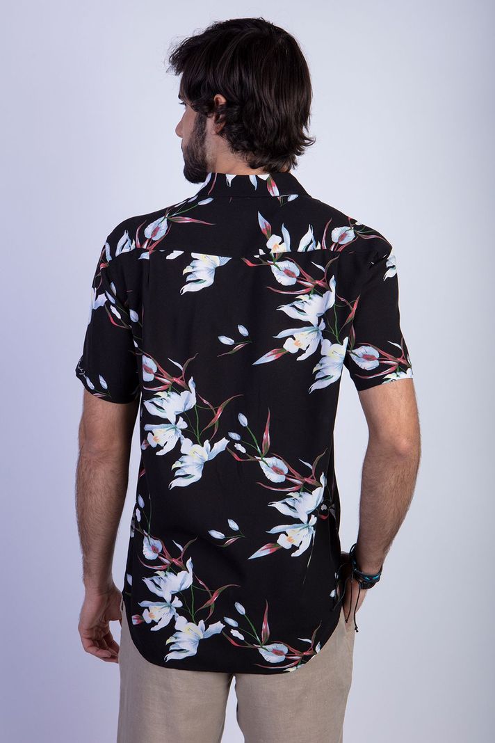 Camisa Estampada Flores Fj Black-1