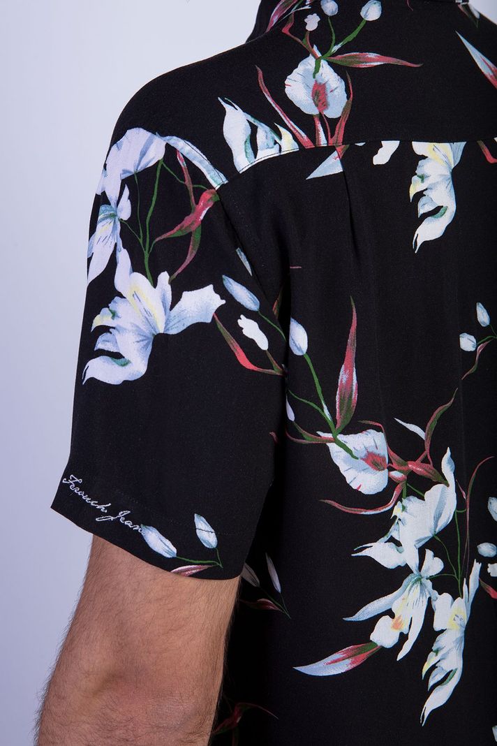 Camisa Estampada Flores Fj Black-3