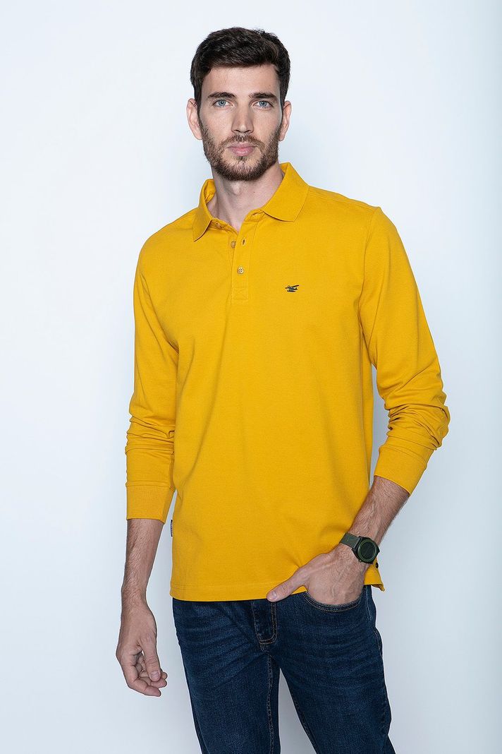 Polera Polo Ml Mustard-0