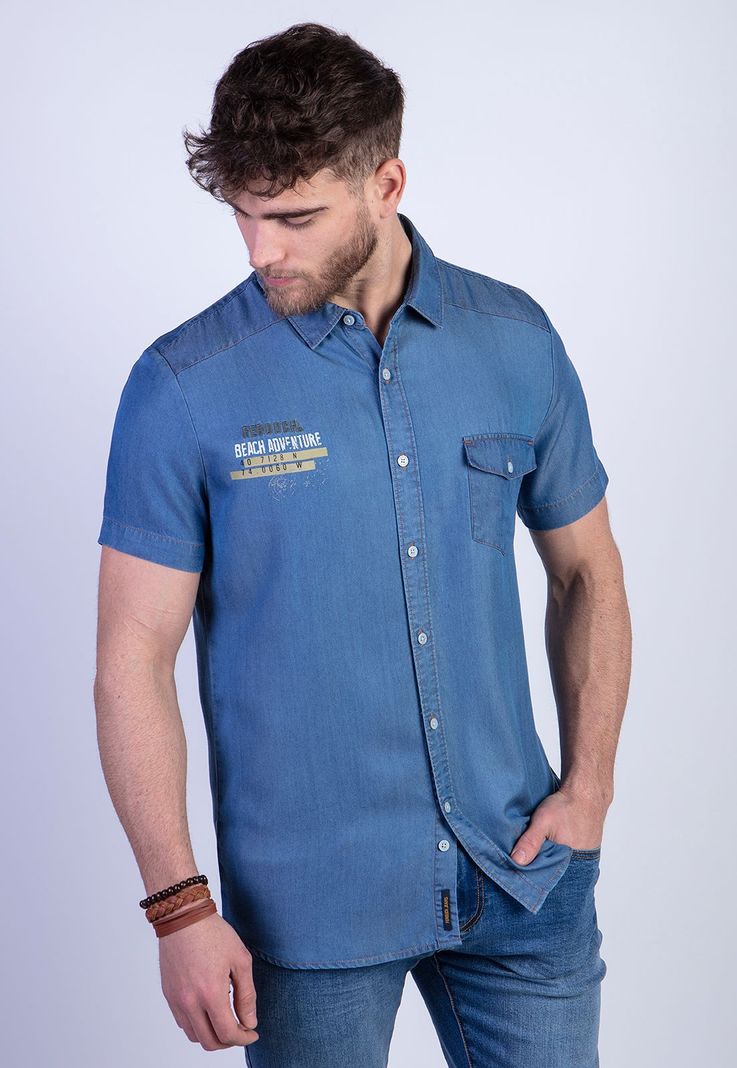Camisa Sport Tencel Fj Indigo Azul S