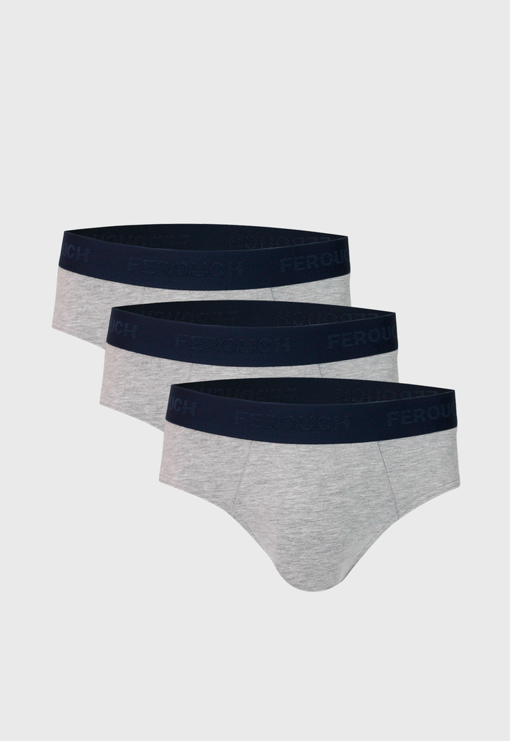 Tripack Slip Gris Dk Grey Melange S