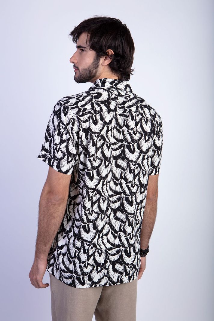 Camisa Estampada Hojas F Black-1