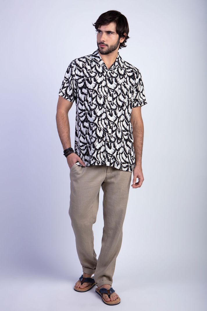 Camisa Estampada Hojas F Black-2
