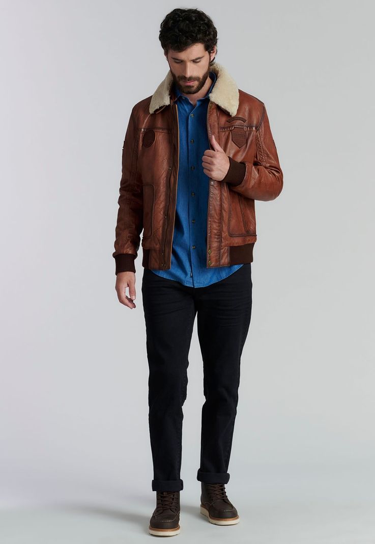 Chaqueta Cuero Arkansas Fr Brown-1