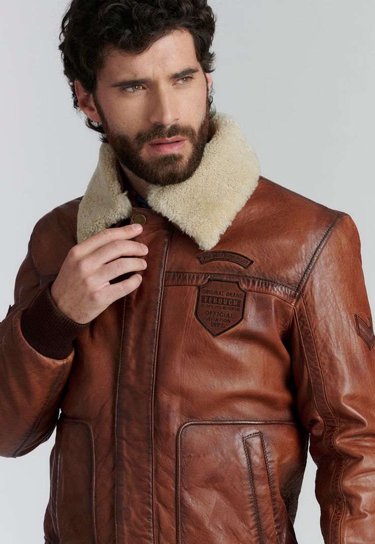 Chaqueta Cuero Arkansas Fr Brown Ferouch | Paris.cl