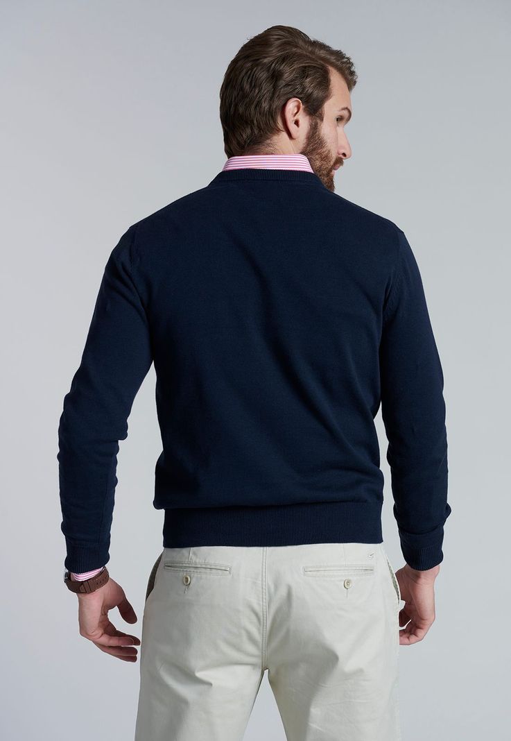 Sweater V Neck Solido F Navy-3