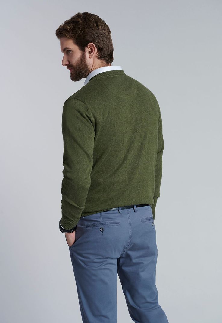 Sweater V Neck Melange F Military-3