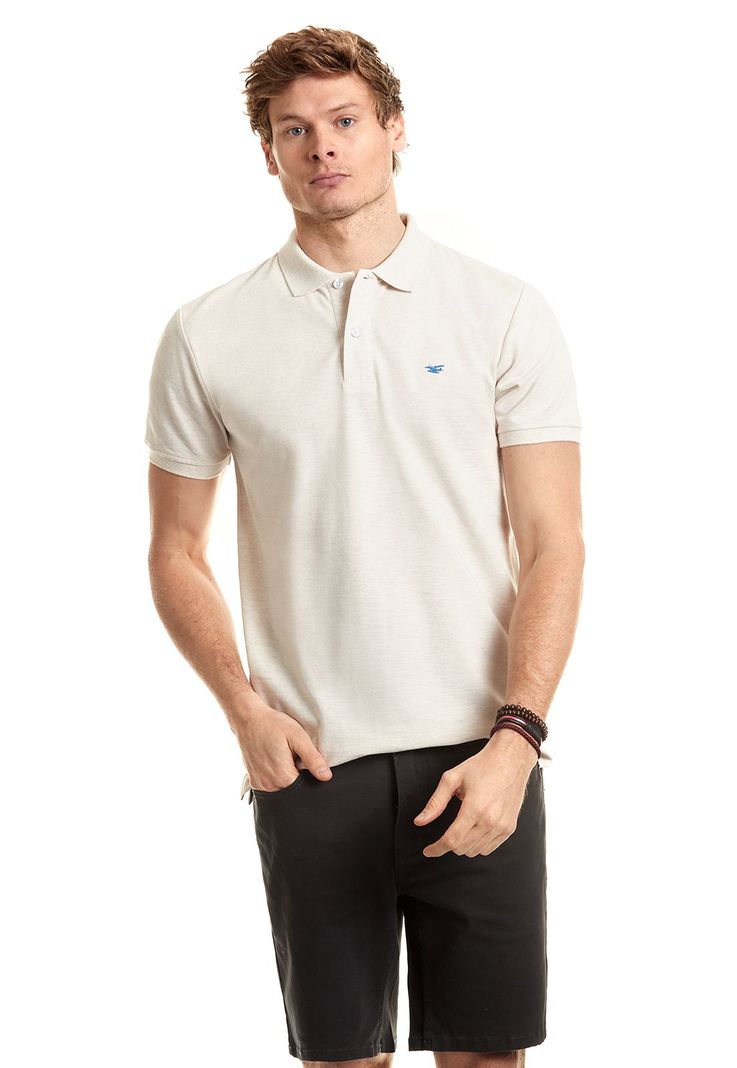Polera Polo Básica Ecru Melange-0