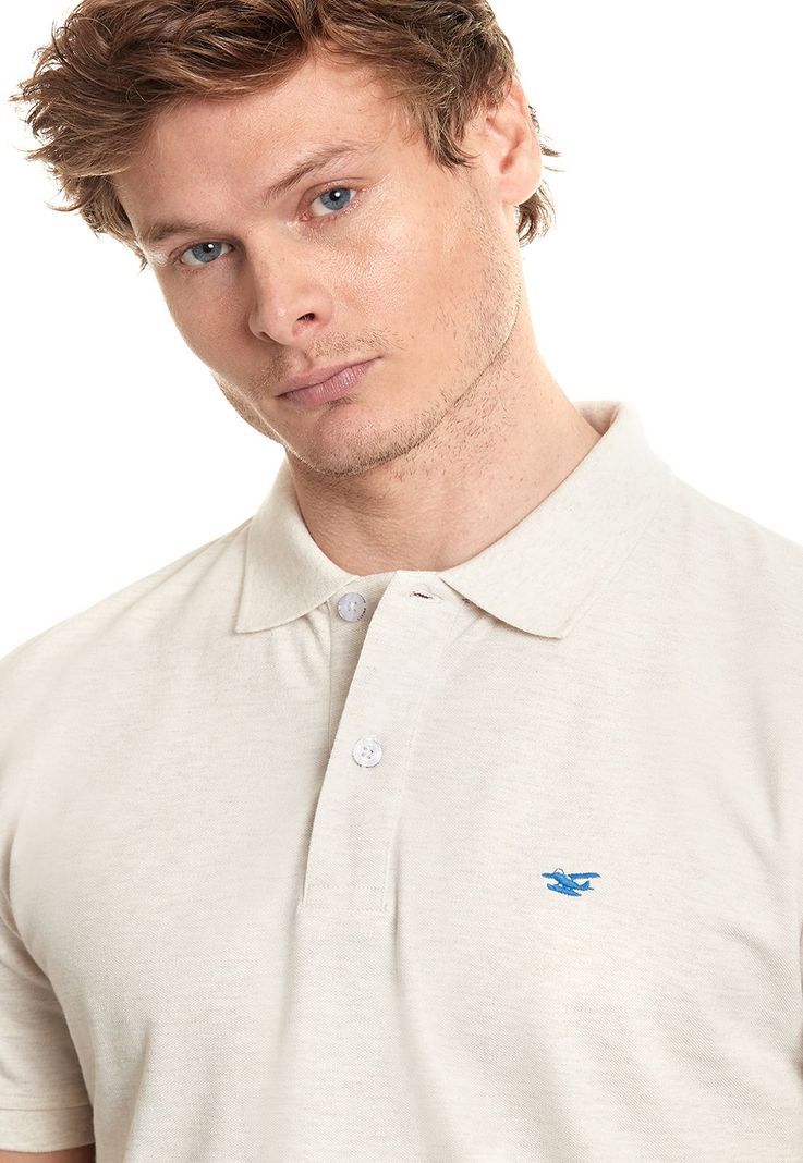 Polera Polo Básica Ecru Melange-3