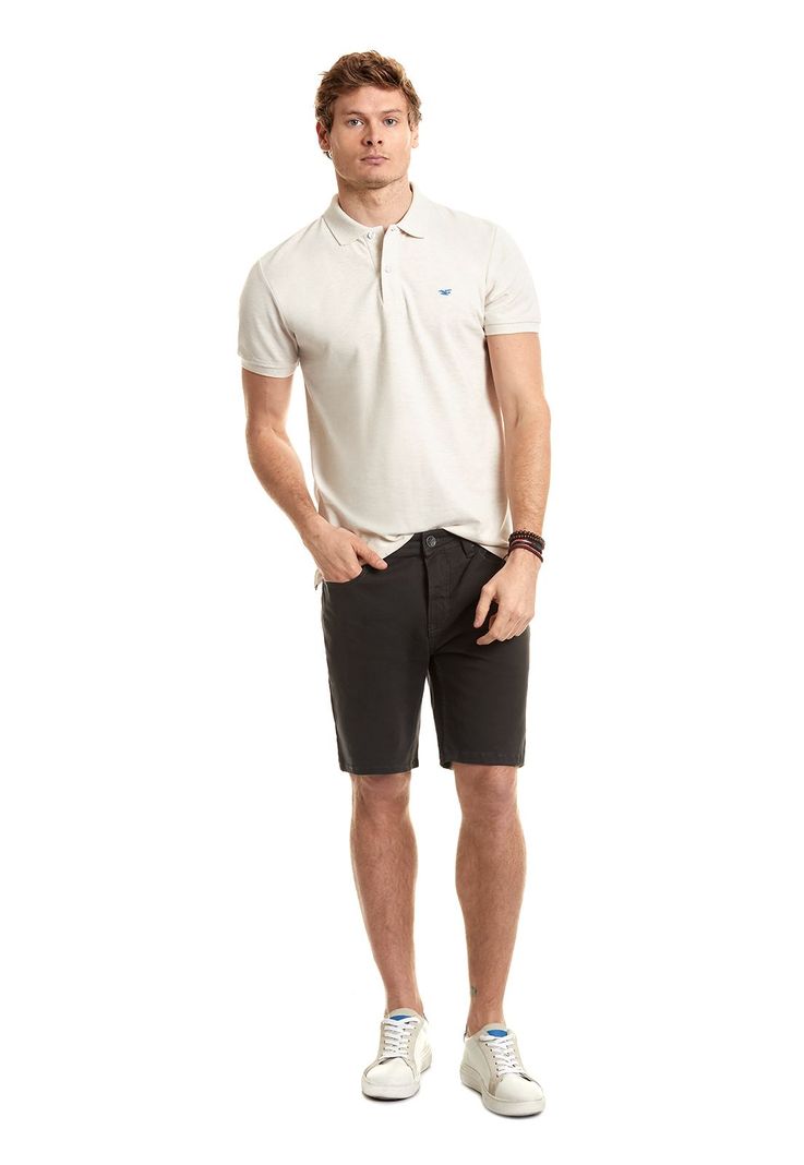 Polera Polo Básica Ecru Melange-1