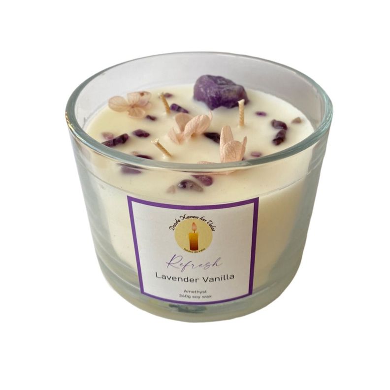  Velas Aromáticas Lavanda Y Vainilla, Amatista 340 Grs-0