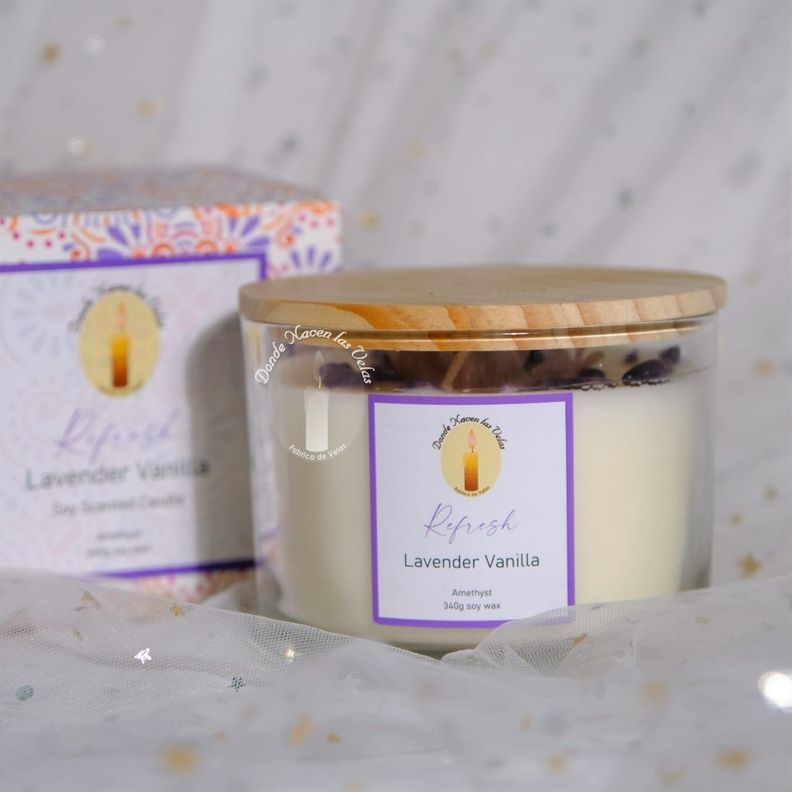  Velas Aromáticas Lavanda Y Vainilla, Amatista 340 Grs-3