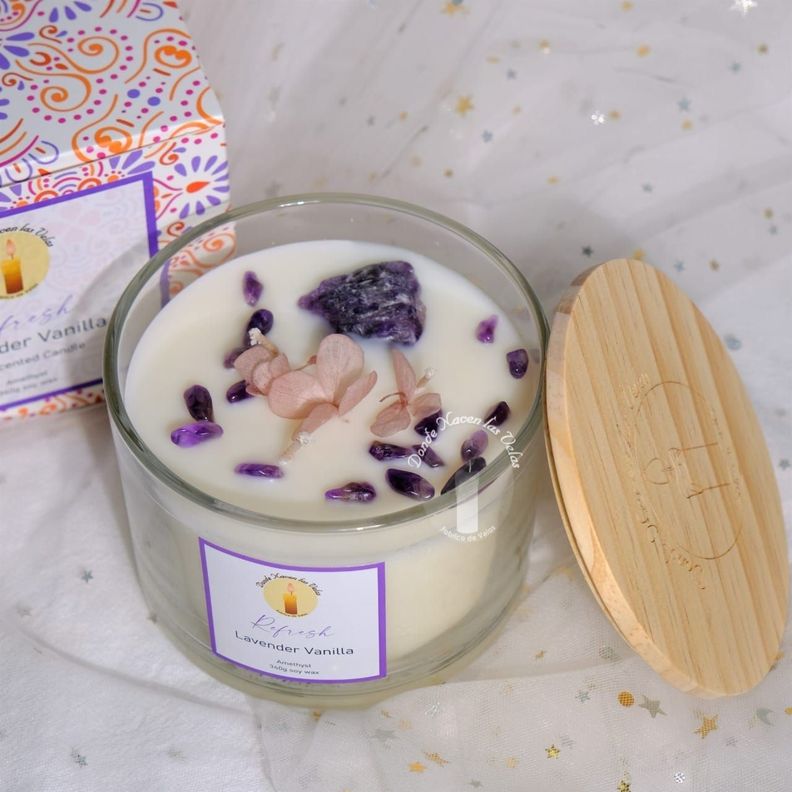  Velas Aromáticas Lavanda Y Vainilla, Amatista 340 Grs-2