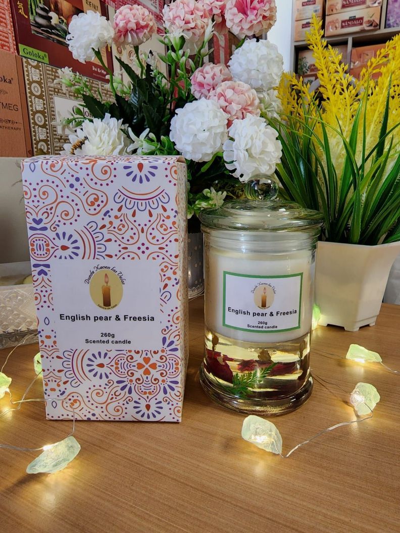 Velas Aromáticas Soya Y Gel, English pear Fresia-1
