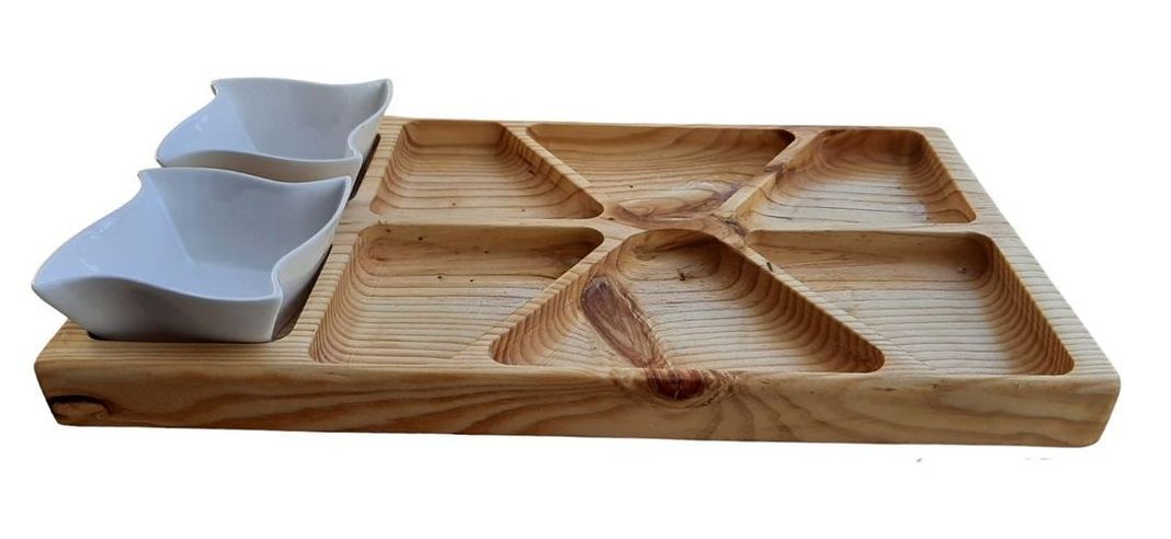 Tabla picoteo con 2 pocillos de ceràmica-0