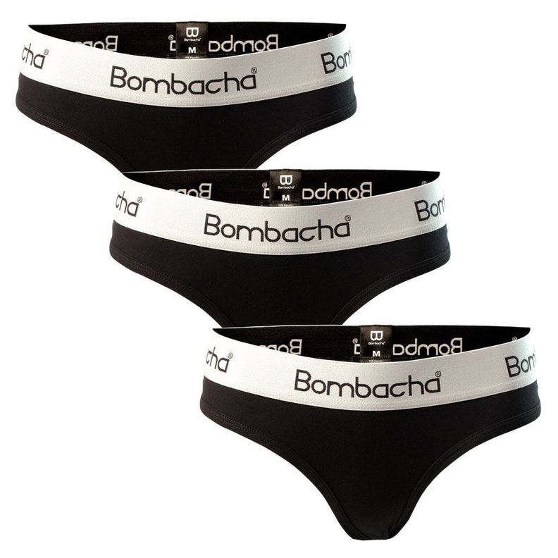 Pack 3 bikini algodón negro-0