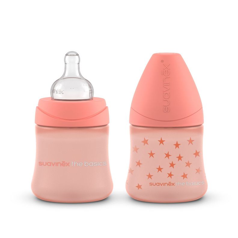Mamadera The Basics Rosa 150 ml Tetina Redonda Silicona Flujo Lento +0 meses-0