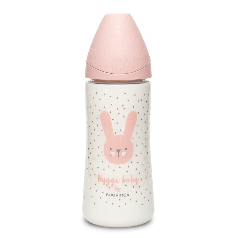 MAMADERA 360 ML TETINA REDONDA SILICONA HYGGE RABBIT ROSADO-0