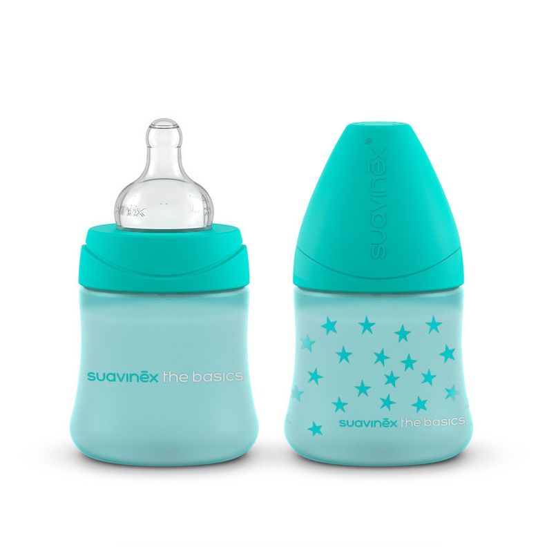 Mamadera The Basics Verde 150 ml Tetina Redonda Silicona Flujo Lento +0 meses-0
