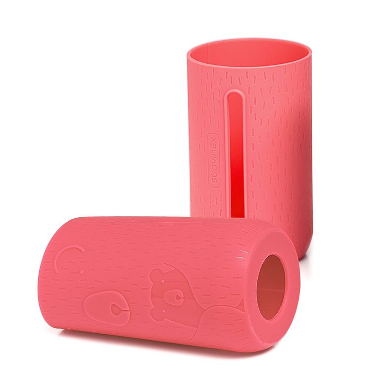 Mamadera de Vidrio + Funda de Silicona Meaningful Rosa de 240ml Tetina Redonda de Silicona Flujo 3P-3