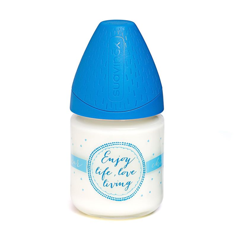 MAMADERA VIDRIO 120 ML TETINA REDONDA SILICONA ENJOY Azul 0