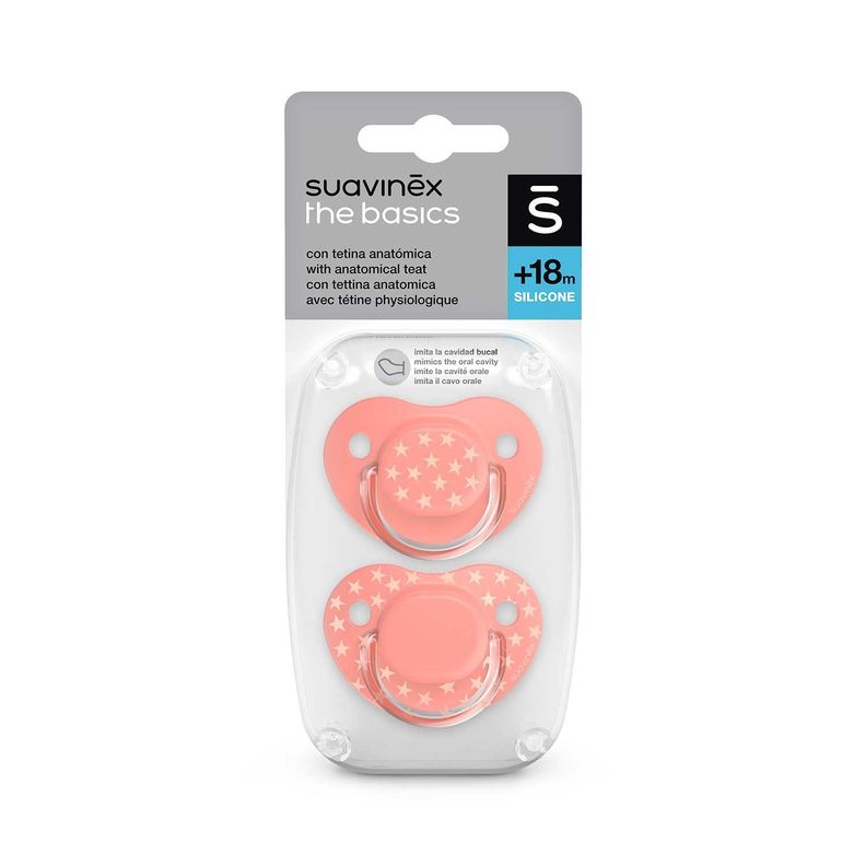 Chupete Anatomico Silicona +18 meses The Basics Rosa-2
